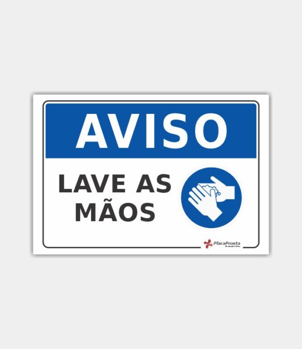 Placa Aviso Lave as Mãos